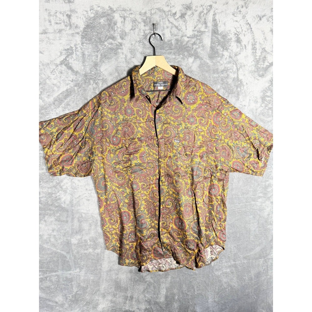 Guess Georges Marciano Short Sleeve Button Up Shirt 3 Paisley Rayon